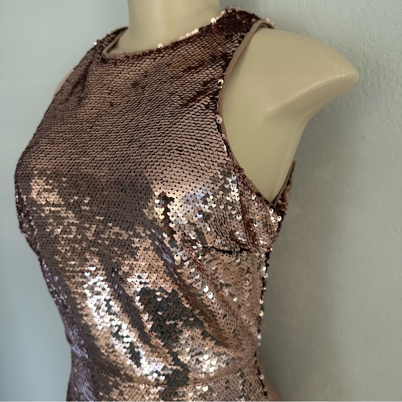Lulus Elegant Rose Gold Sequin Gown M Dress - Picture 9 of 11